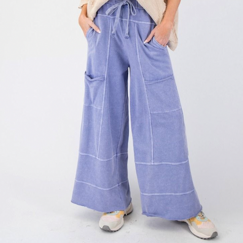 Terry Knit Pant - Misty Blue