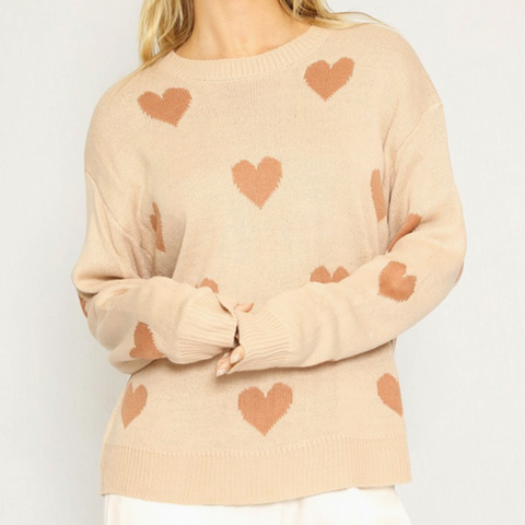 Peachy Heart Sweater