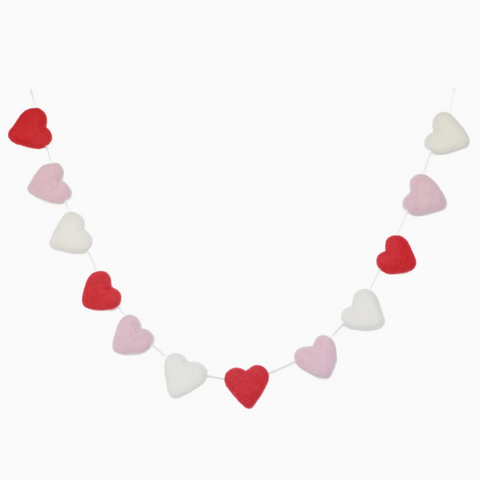 Red/Pink/White Felt Heart Garland