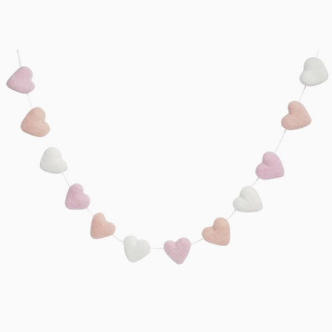 Pink/White Felt Heart Garland