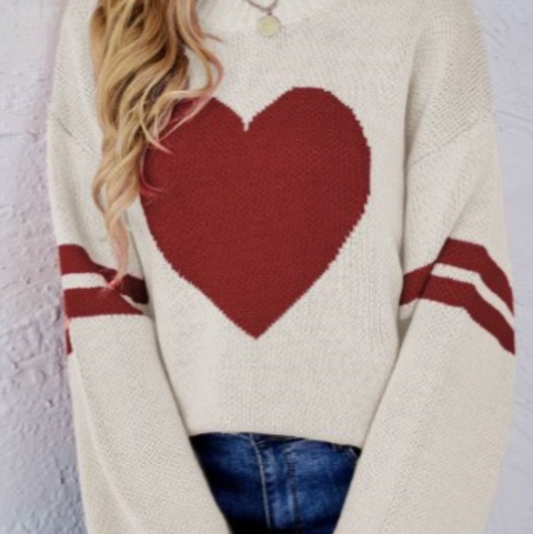 Heart Knit Sweater - Apricot