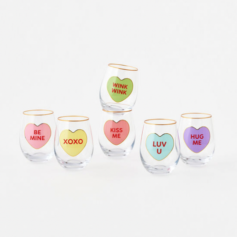 Conversation Heart Wine Glass