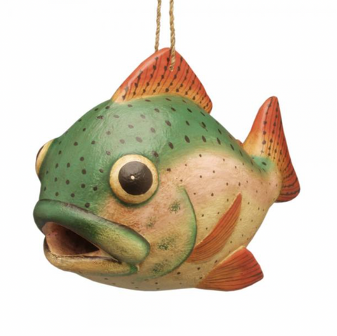 fish and bird box House E Cage Finch Nest Box is thoughtfully designed with a front access hole and perch Birdhouse - Fishing Lodge