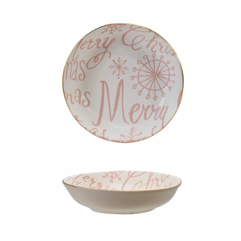 Pink + White Stoneware Dish