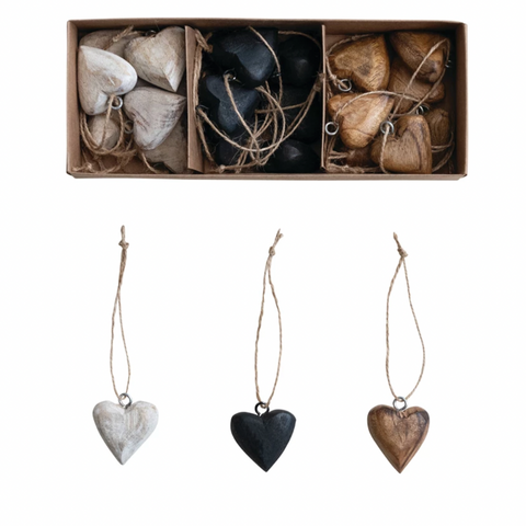 Mango Wood Heart Ornament