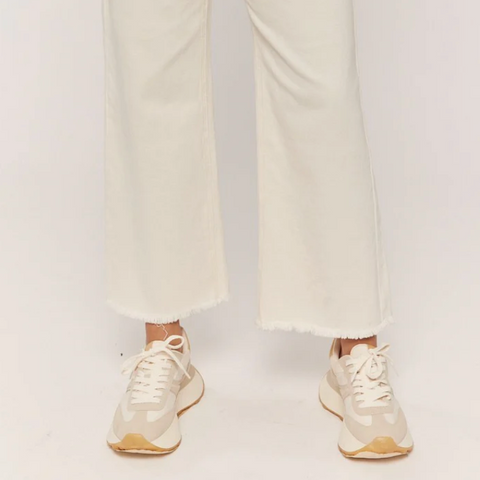 Cropped Wide Leg Jean - Ivory