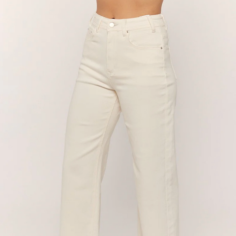 Cropped Wide Leg Jean - Ivory