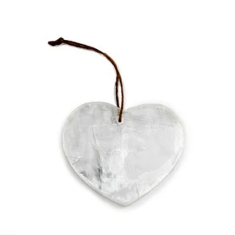 Selenite Heart On Jute