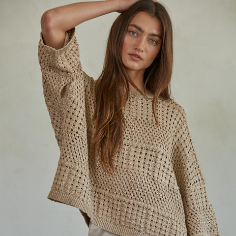 Maya Crochet Sweater - Rose Gold