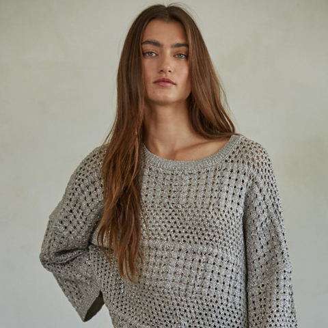 Maya Crochet Sweater - Silver