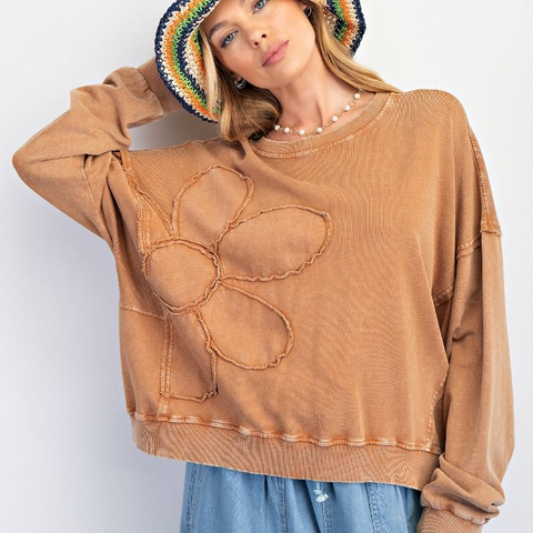 Flower Patch Pullover - Toast