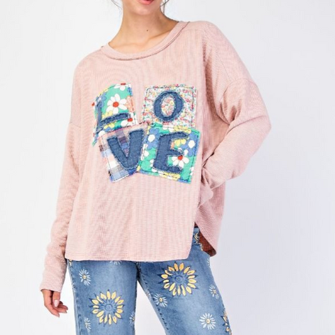 Love Patch Pullover - Rose