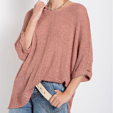 Breezey Sweater Top - Rose