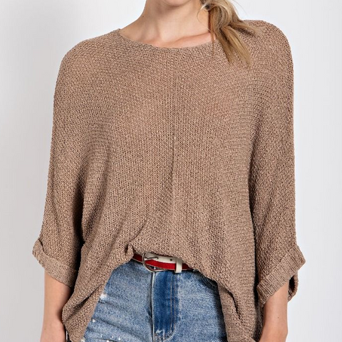 Breezey Sweater Top - LT. Mocha