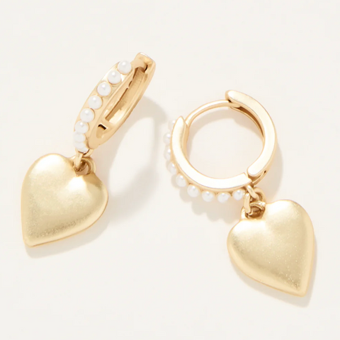 Pearl & Heart Drop Earrings