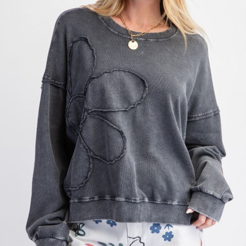 Flower Patch Pullover - Black