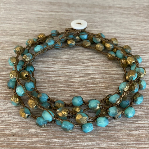 Long Aqua Crystal Necklace