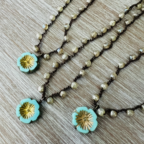 Aqua Floral Necklace