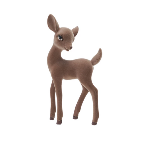 Flocked Standing Fawn Figure