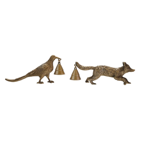 antique gold pheasant and fox candle snuffers on a white background