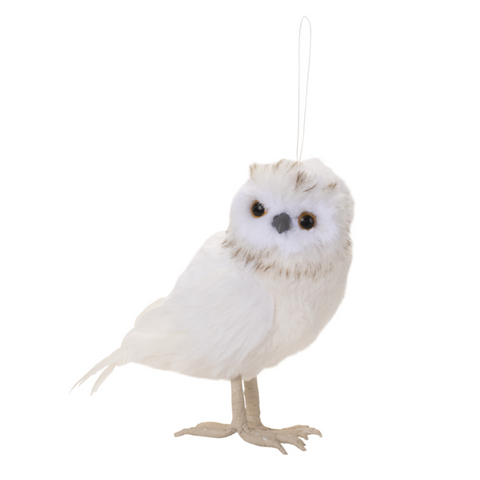 White owl ornament on a white background