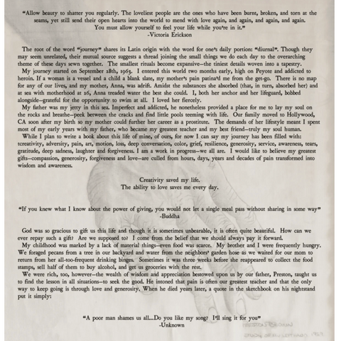 Text document with a portrait of a woman on a plain background