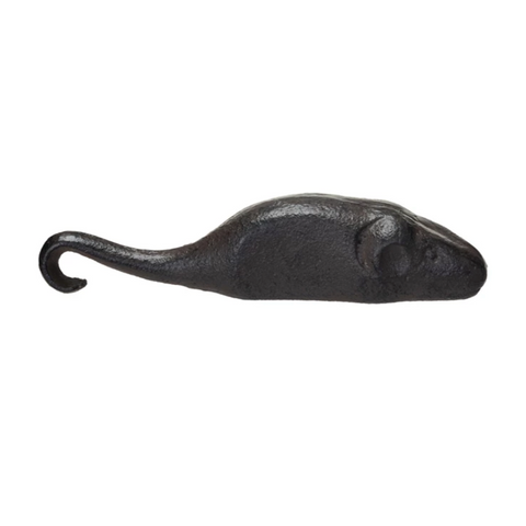 Black cast iron hook on a white background