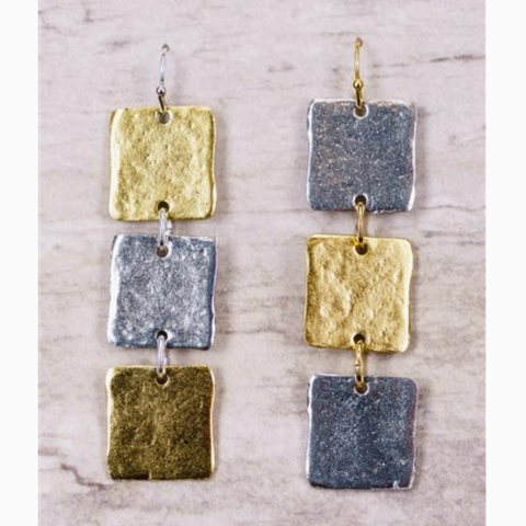 Hammered Square Earring