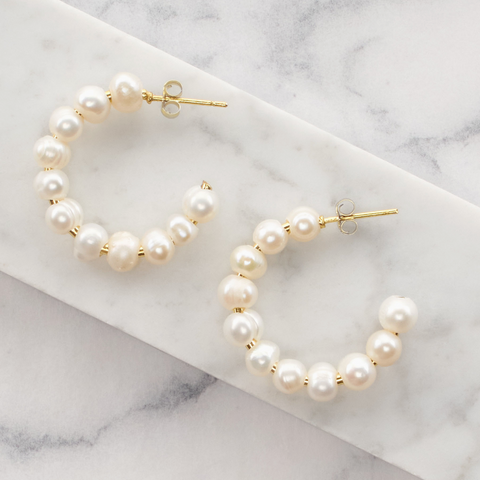 Freshwater Pearl Hoops