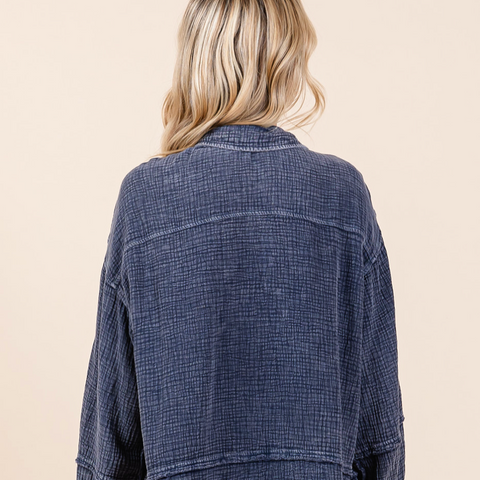 Kyomi Button Up - Navy