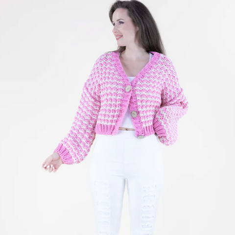 Grace Cropped Cardigan - Blue