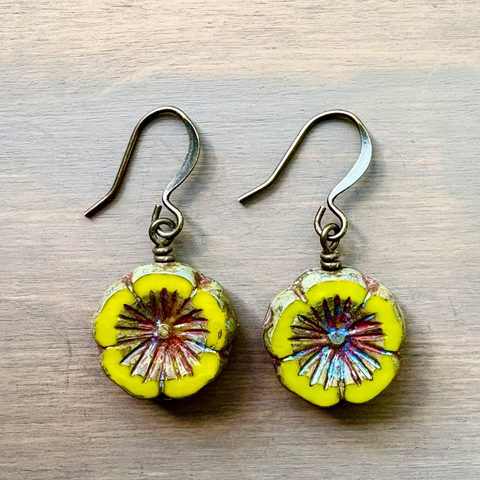 Sunshine Yellow Flower Earrings