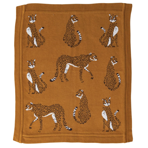 Cotton Knit Baby Blanket - Cheetahs