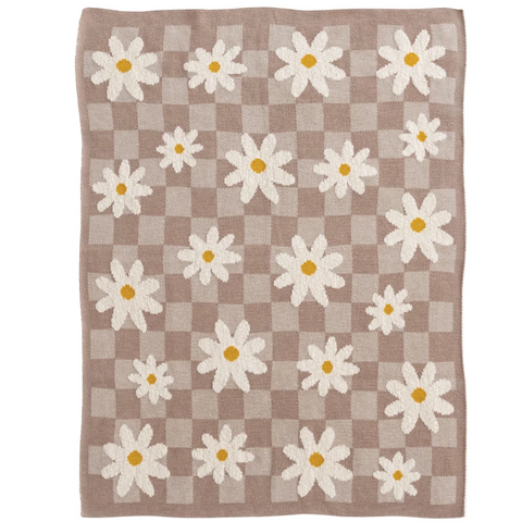 Cotton Knit Baby Blanket - Daisies