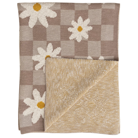 Cotton Knit Baby Blanket - Daisies
