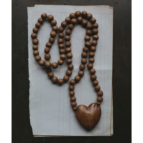 Mango Wood Heart Rosary