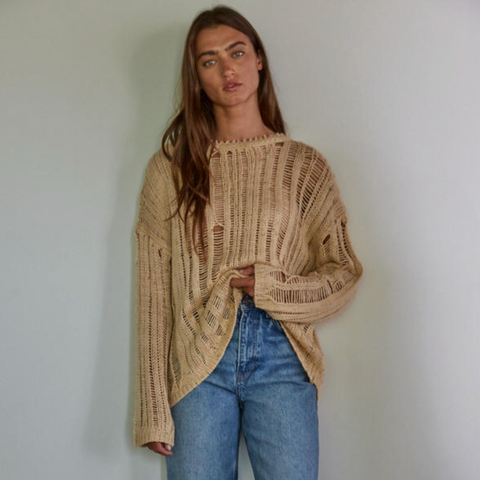 Dayton Crochet Pullover - Natural