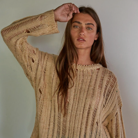 Dayton Crochet Pullover - Natural