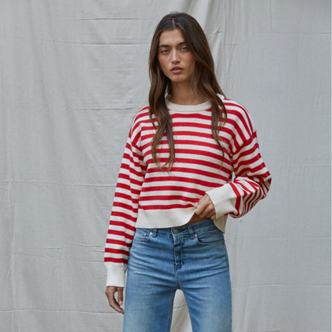 Maudie Pullover - Cream/Red