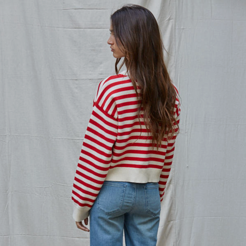 Maudie Pullover - Cream/Red