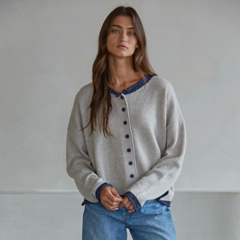 Darcie Contrast Cardigan - Grey