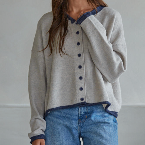 Darcie Contrast Cardigan - Grey