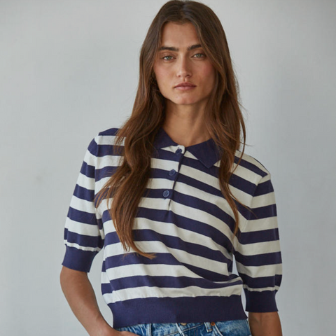 Walter Striped Top - Navy