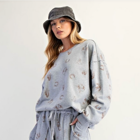 Tanner Western Pullover - Grey