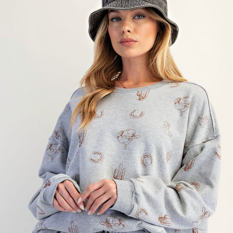 Tanner Western Pullover - Grey