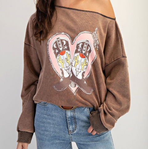 Harlowe Western Pullover - Mocha