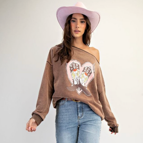 Harlowe Western Pullover - Mocha