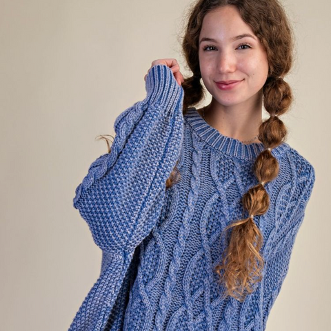 Rizzo Cable Knit Sweater - Blue