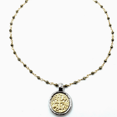 Pyrite Coin Necklace - Short