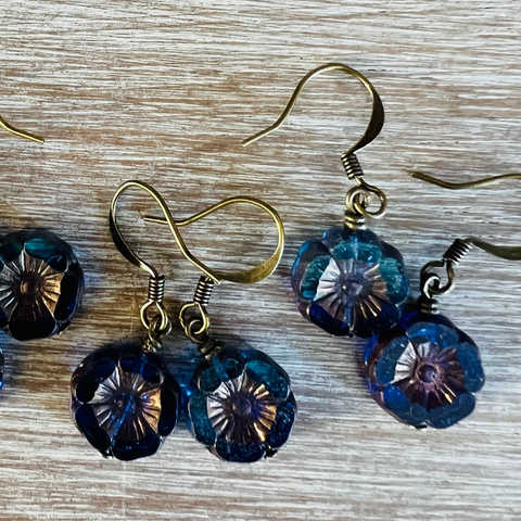 Indigo Flower Earrings